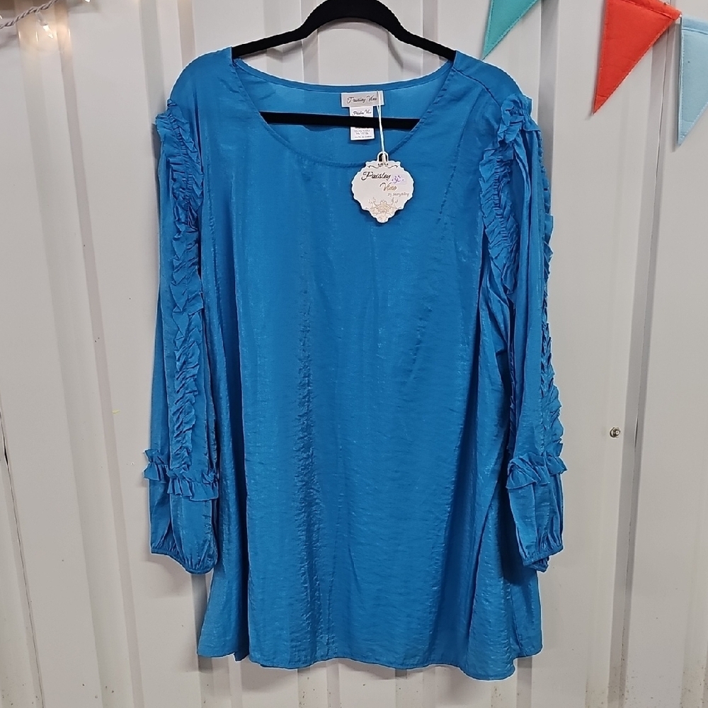 Blue Relaxed Long Sleeve Tunic